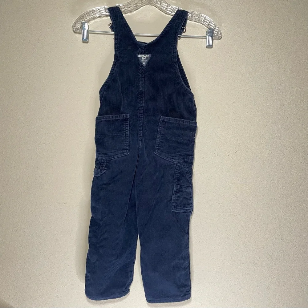 Oshkosh B’ Gosh Flannel Lined Corduroy‎ Overalls Navy Blue Size 4T